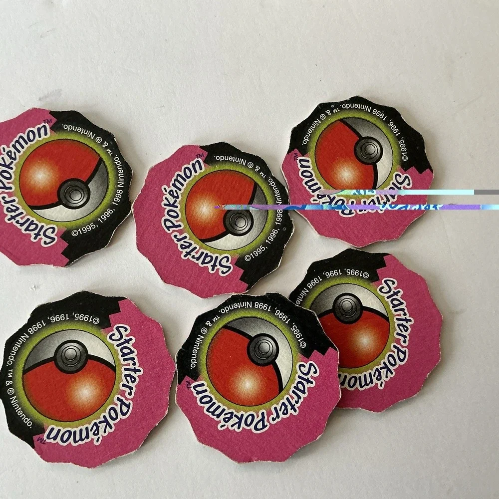 Pokemon Starter Pogs Milk Caps Lot 6 Pikachu Charmander Bulbasaur‎ Vintage